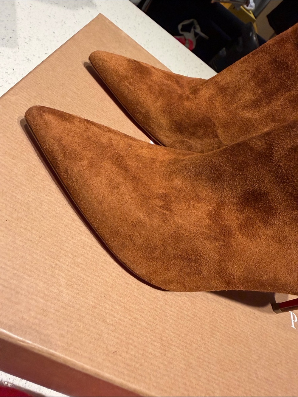 Christian Louboutin So Kate Suede Pointed-Toe Ankle Boots in camel Chestnut - Picture 5 of 9